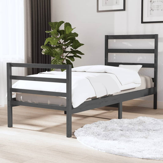 Bedframe Massief Grenenhout Grijs 75X190 Cm 2Ft6 Small Single