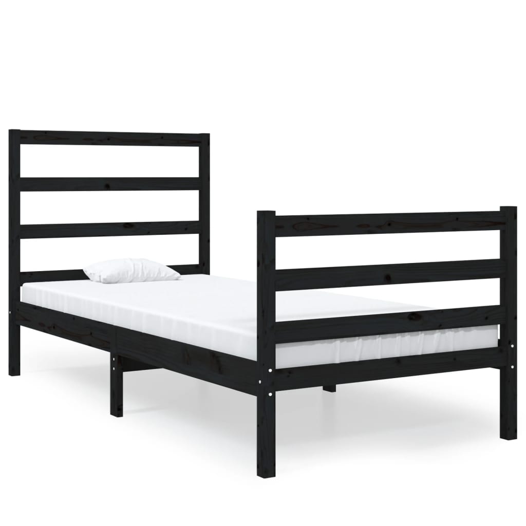 Bedframe Massief Grenenhout Zwart 75X190 Cm 2Ft6 Small Single