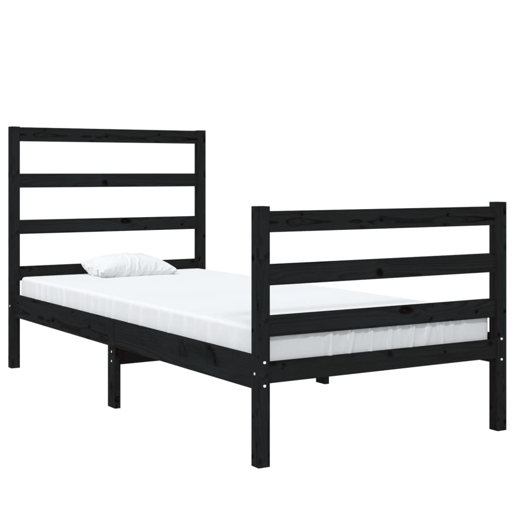 Bedframe Massief Grenenhout Zwart 75X190 Cm 2Ft6 Small Single