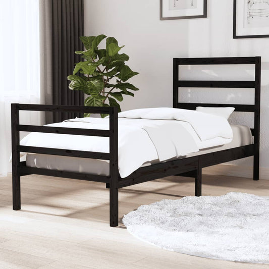Bedframe Massief Grenenhout Zwart 75X190 Cm 2Ft6 Small Single