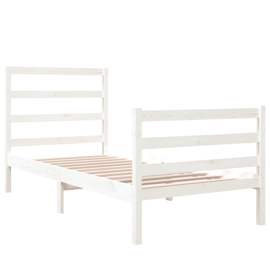 Bedframe Massief Grenenhout Wit 90X190 Cm 3Ft Single