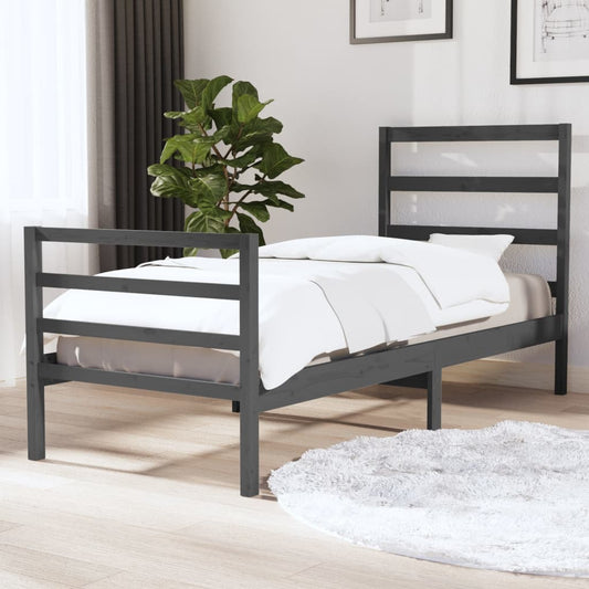 Bedframe Massief Grenenhout Grijs 90X190 Cm 3Ft Single