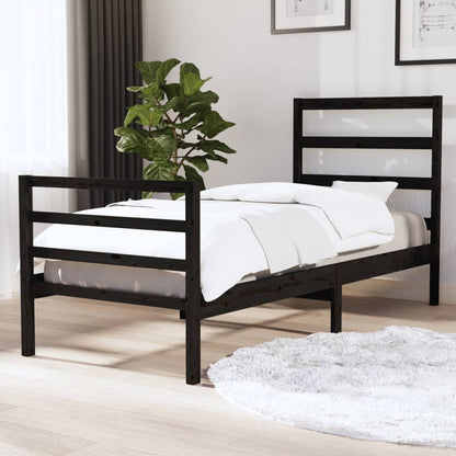 Bedframe Massief Grenenhout Zwart 90X190 Cm 3Ft Single