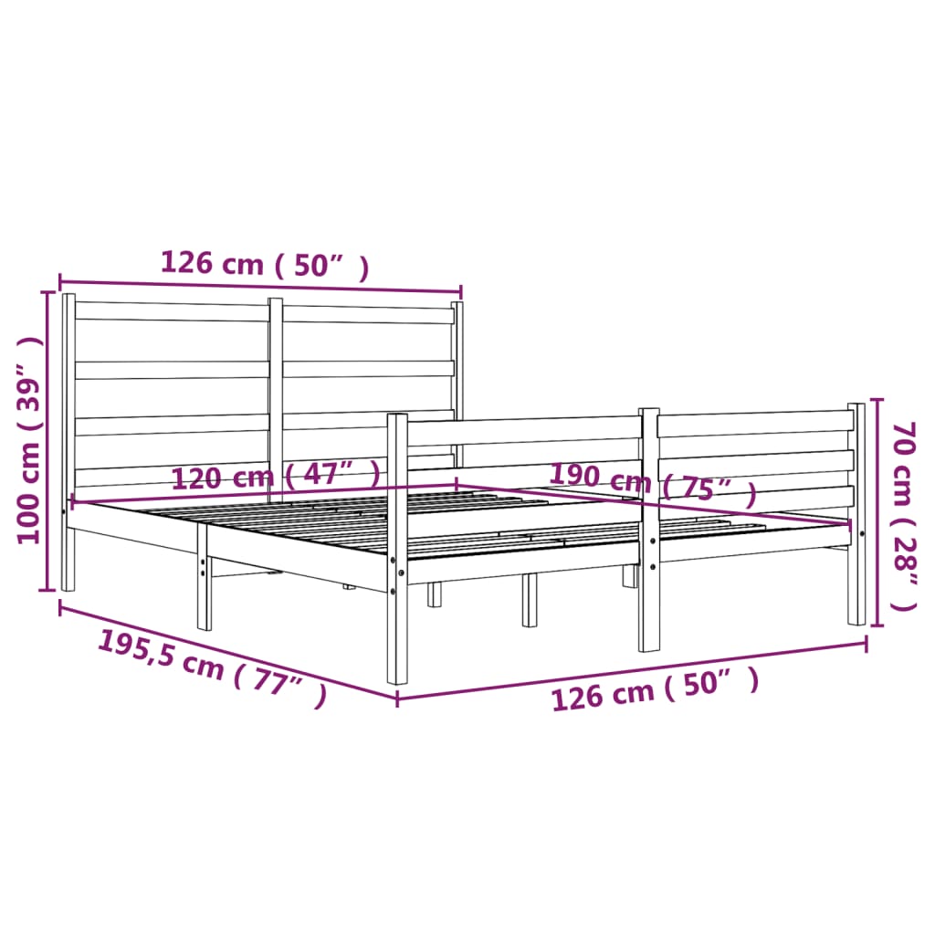 Bedframe Massief Grenenhout 120X190 Cm 4Ft Small Double