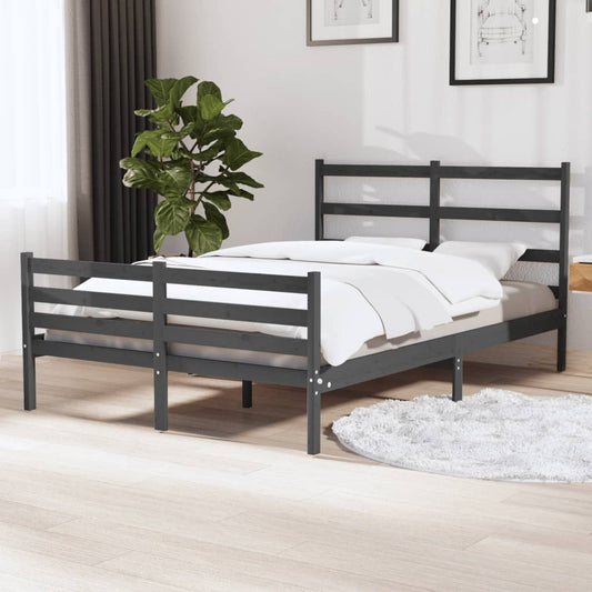 Bedframe Massief Grenenhout Grijs 120X190 Cm 4Ft Small Double