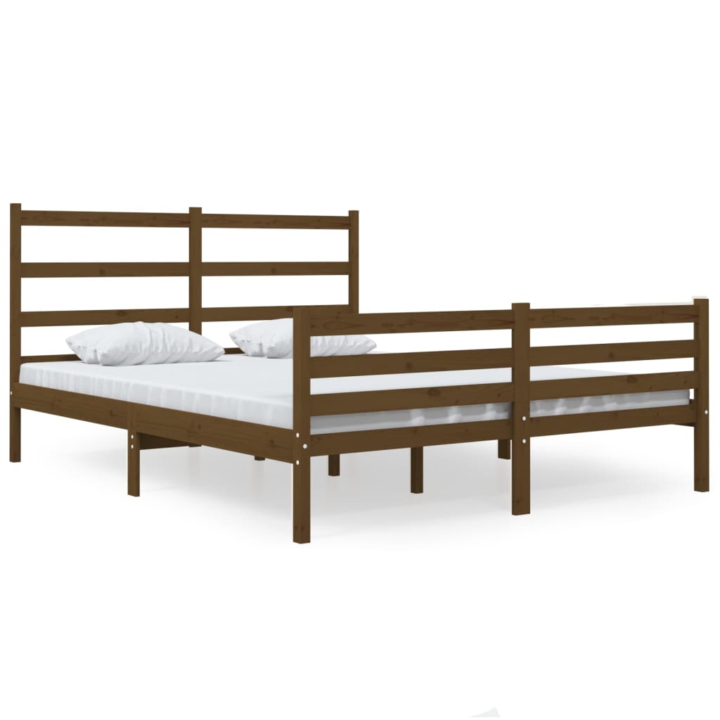 Bedframe Grenenhout Honingbruin 120X190 Cm 4Ft Small Double