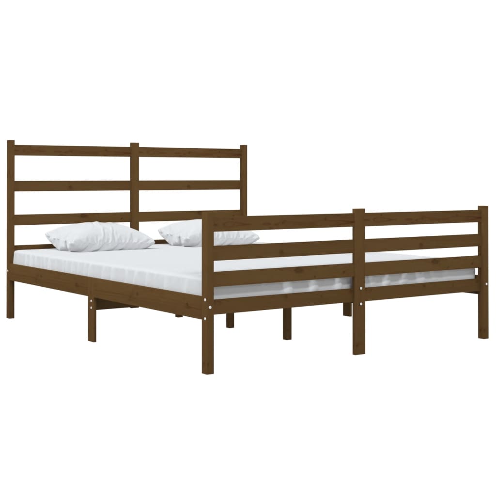 Bedframe Grenenhout Honingbruin 120X190 Cm 4Ft Small Double