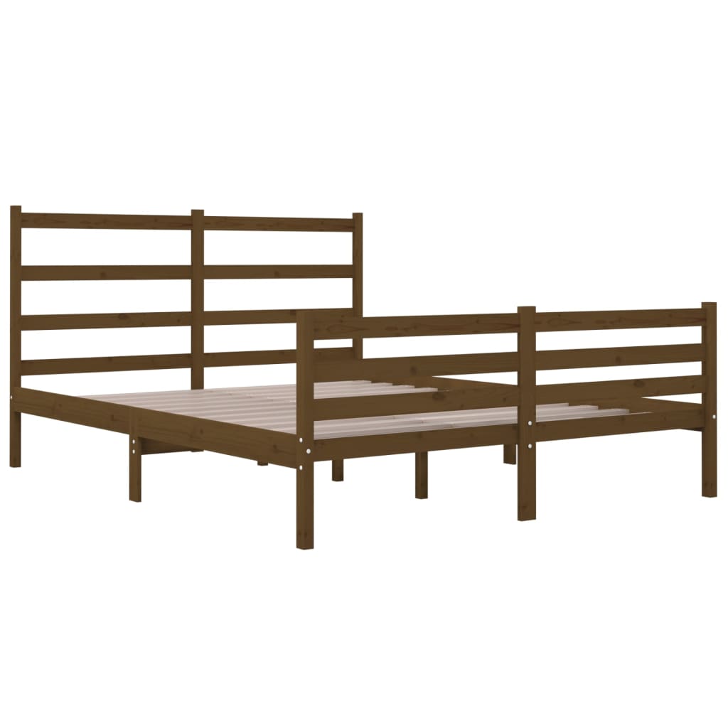 Bedframe Grenenhout Honingbruin 120X190 Cm 4Ft Small Double