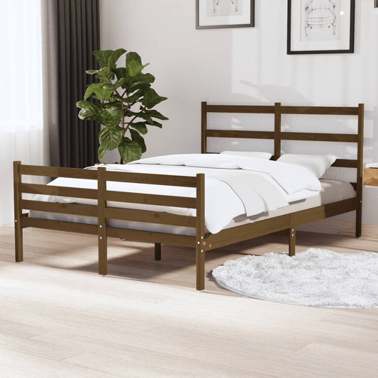 Bedframe Grenenhout Honingbruin 120X190 Cm 4Ft Small Double