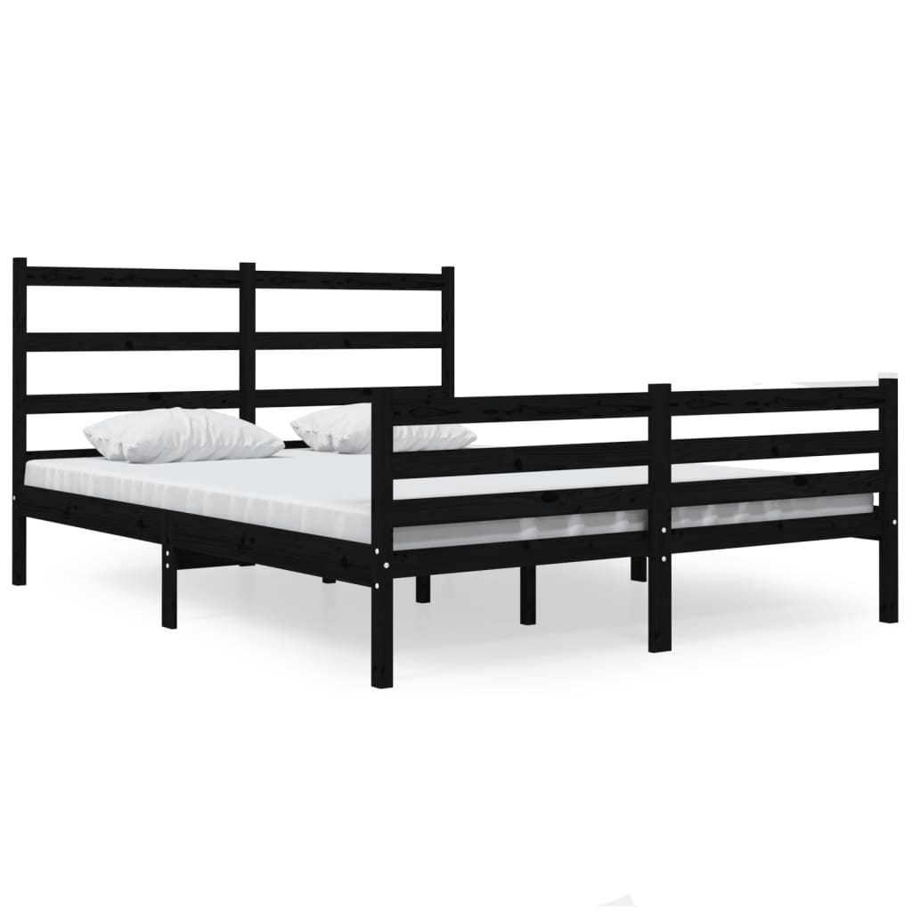 Bedframe Massief Grenenhout Zwart 120X190 Cm 4Ft Small Double