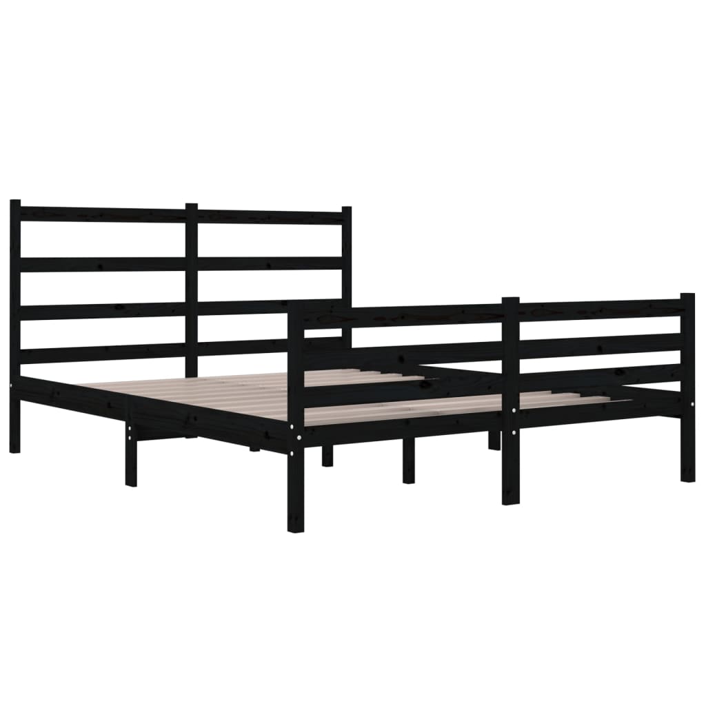 Bedframe Massief Grenenhout Zwart 120X190 Cm 4Ft Small Double