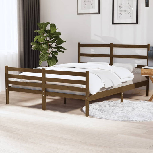 Bedframe Massief Grenenhout Honingbruin 135X190 Cm 4Ft6 Double