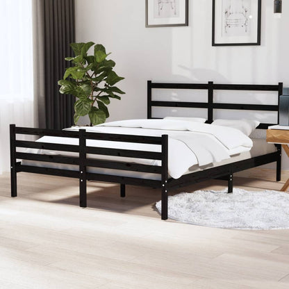 Bedframe Massief Grenenhout Zwart 135X190 Cm 4Ft6 Double