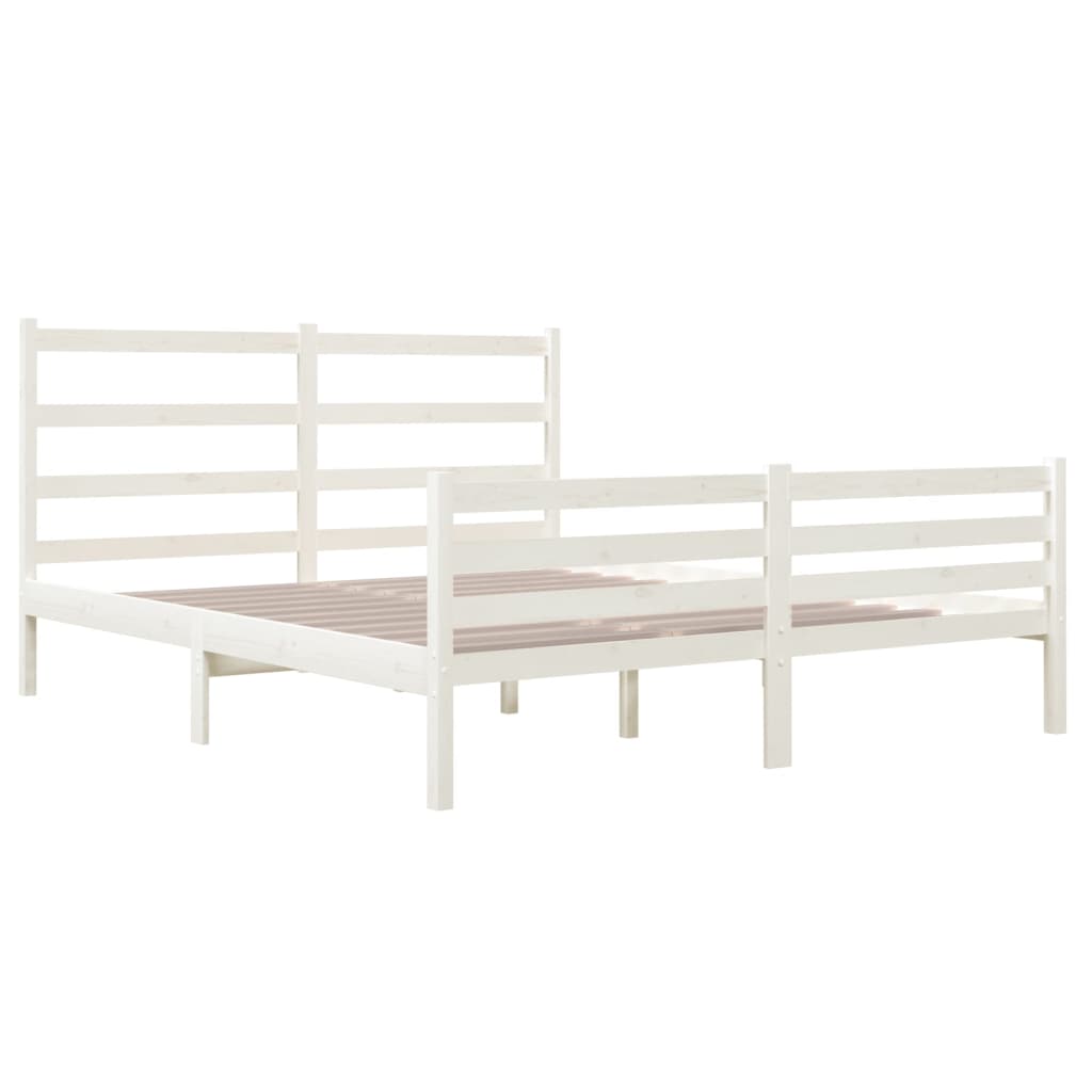 Bedframe Massief Grenenhout Wit 140X190 Cm