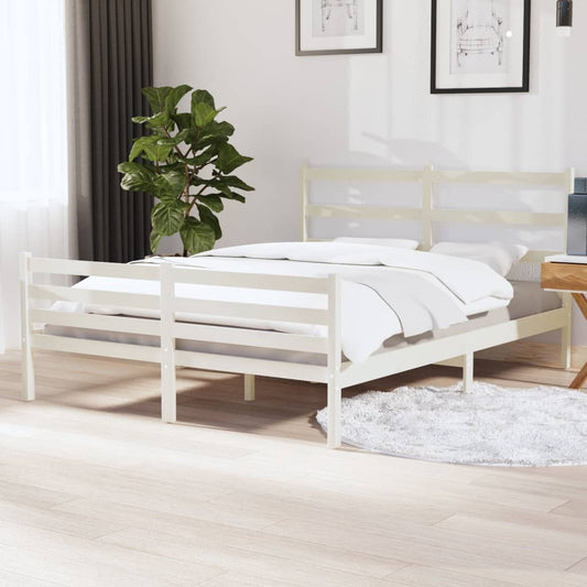 Bedframe Massief Grenenhout Wit 140X190 Cm