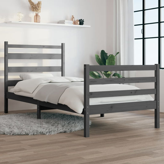 Bedframe Massief Grenenhout Grijs 90X200 Cm