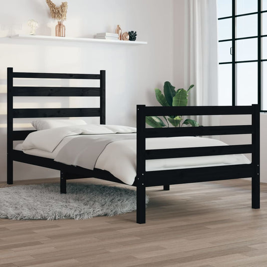Bedframe Massief Grenenhout Zwart 90X200 Cm