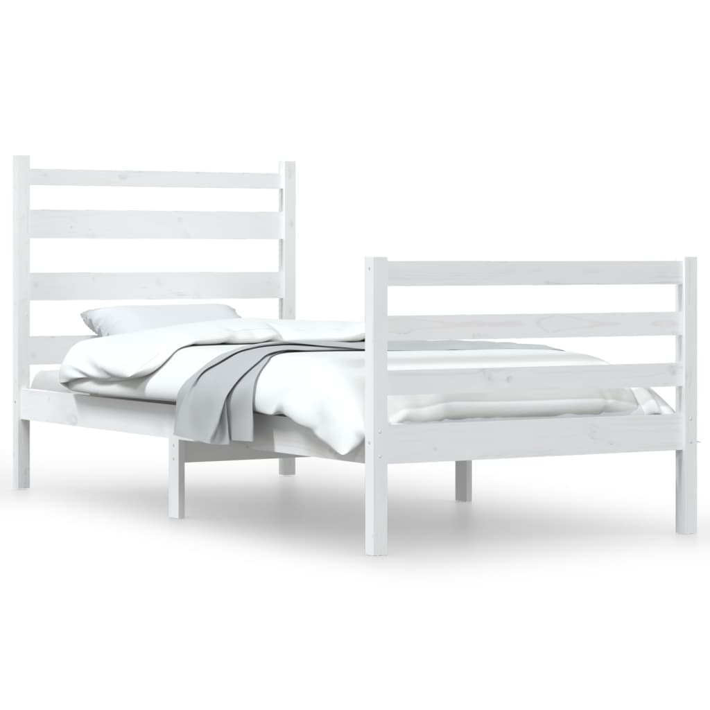 Bedframe Massief Grenenhout Wit 100X200 Cm