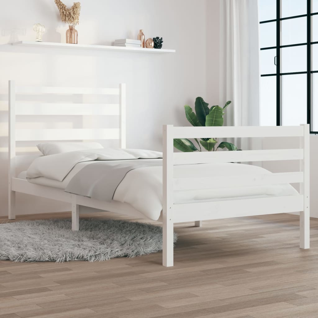 Bedframe Massief Grenenhout Wit 100X200 Cm