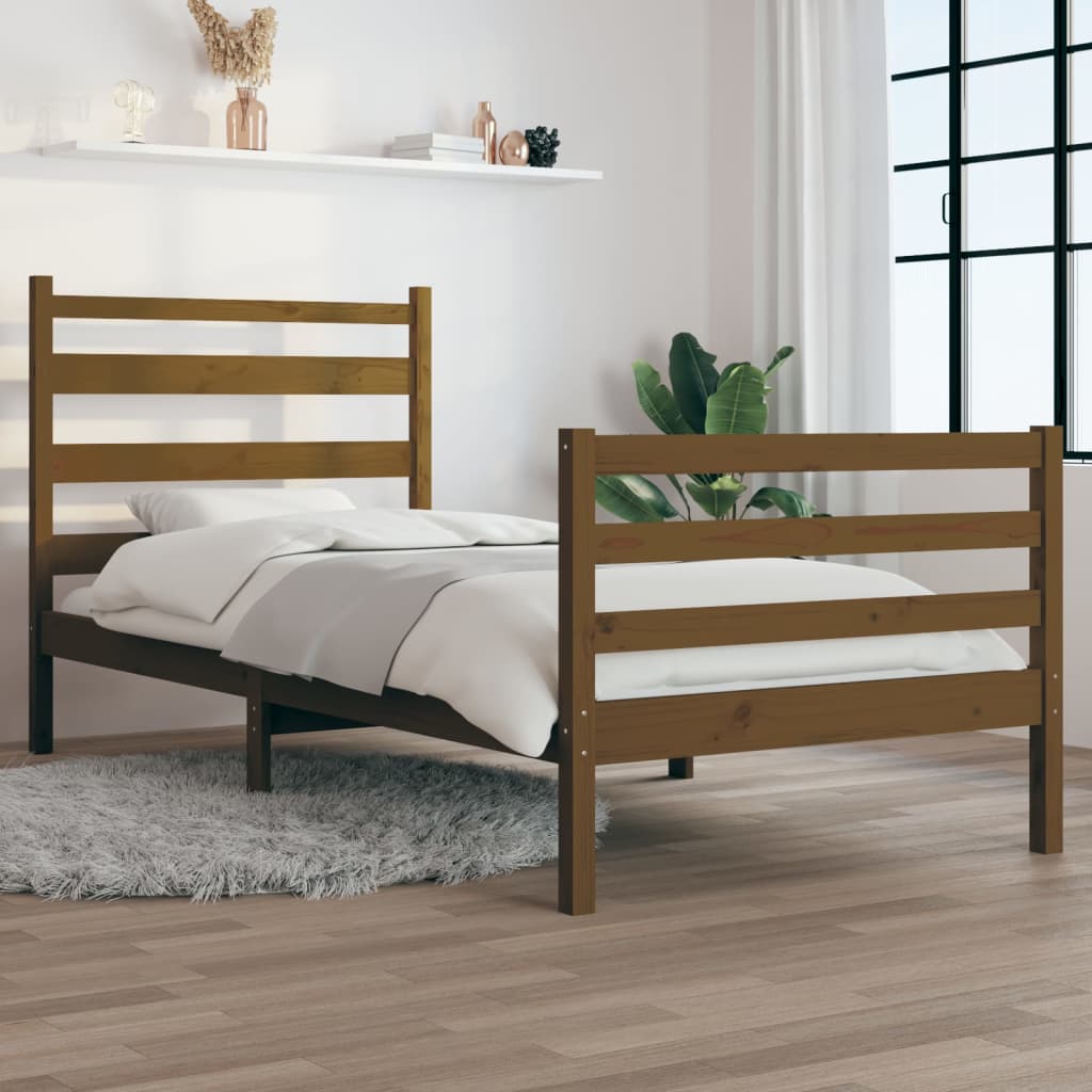 Bedframe Massief Grenenhout Honingbruin 100X200 Cm