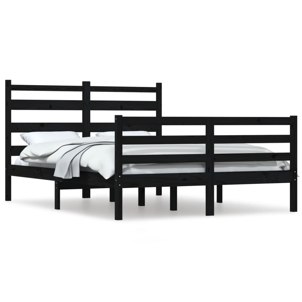 Bedframe Massief Grenenhout Zwart 120X200 Cm