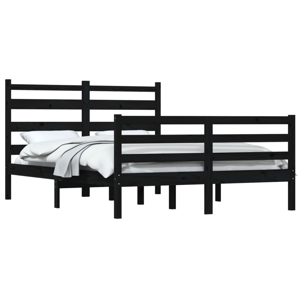 Bedframe Massief Grenenhout Zwart 120X200 Cm