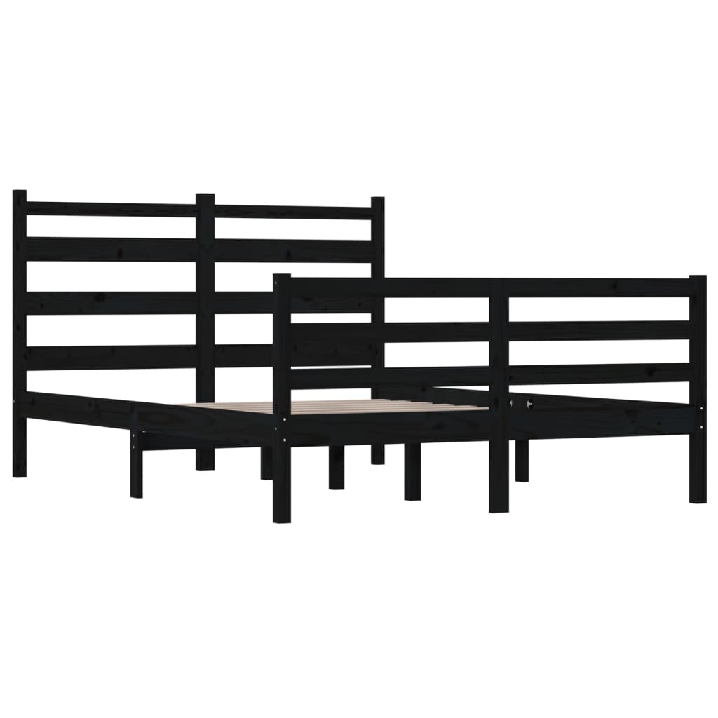 Bedframe Massief Grenenhout Zwart 120X200 Cm
