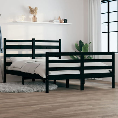 Bedframe Massief Grenenhout Zwart 120X200 Cm