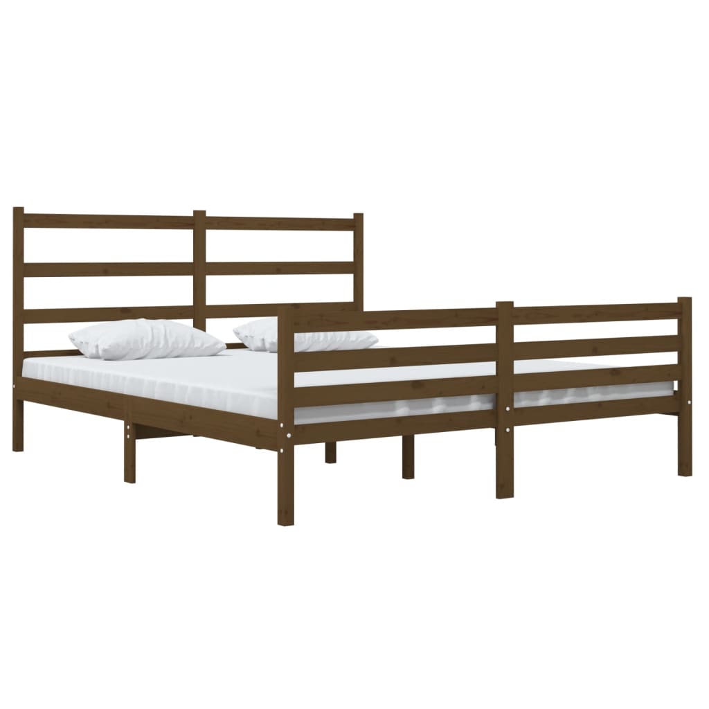 Bedframe Grenenhout Honingbruin 150X200 Cm 5Ft King Size