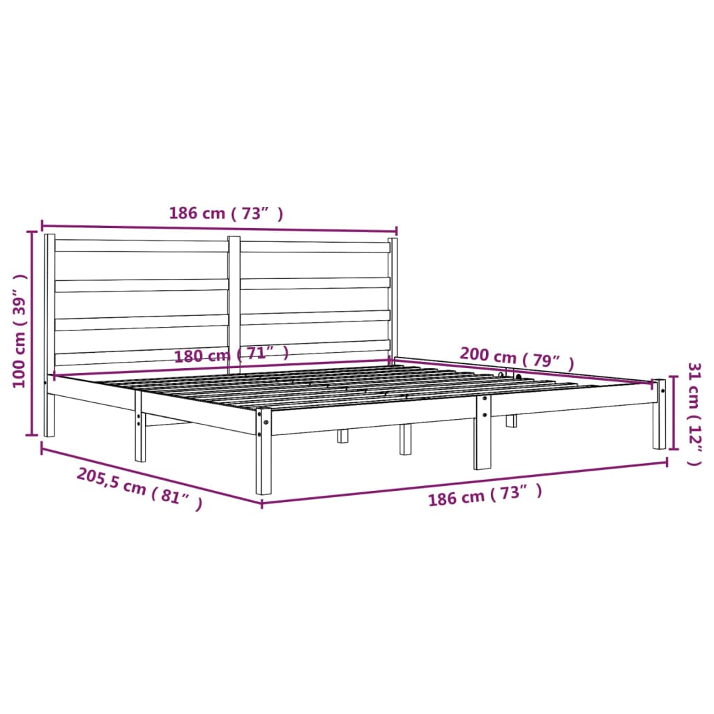 Bedframe Massief Grenenhout 180X200 Cm 6Ft Super King