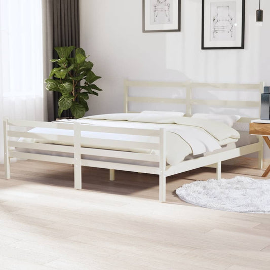 Bedframe Massief Grenenhout Wit 180X200 Cm 6Ft Super King