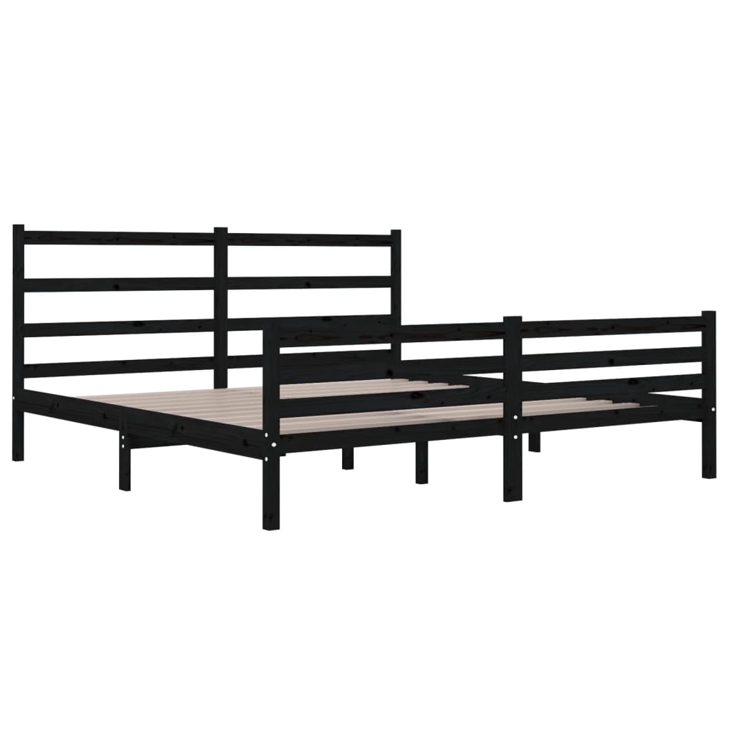 Bedframe Massief Grenenhout Zwart 180X200 Cm 6Ft Super King