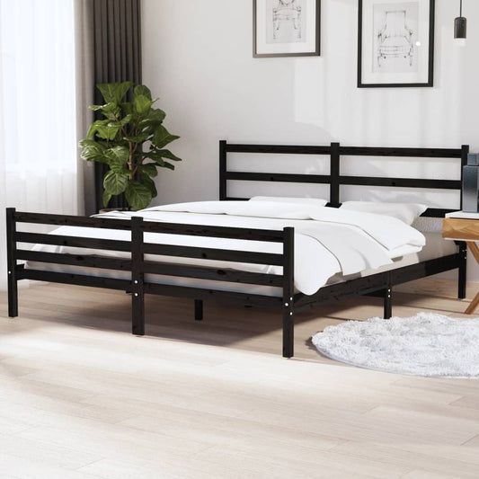 Bedframe Massief Grenenhout Zwart 180X200 Cm 6Ft Super King