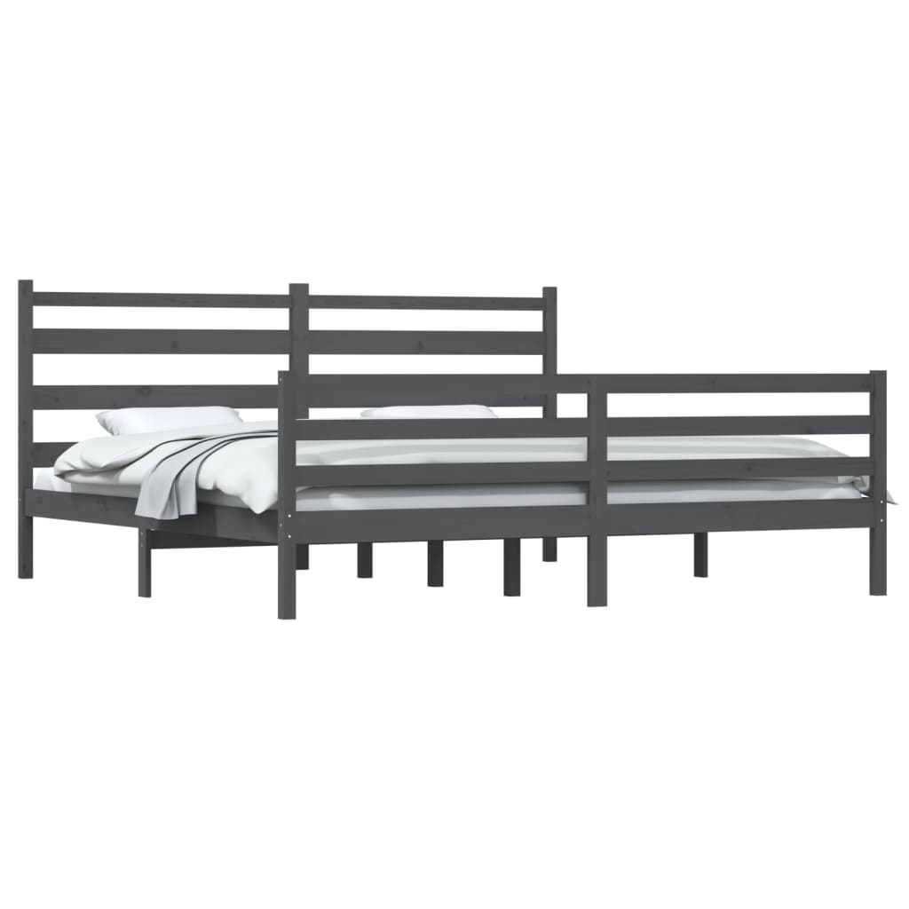 Bedframe Massief Grenenhout Grijs 200X200 Cm