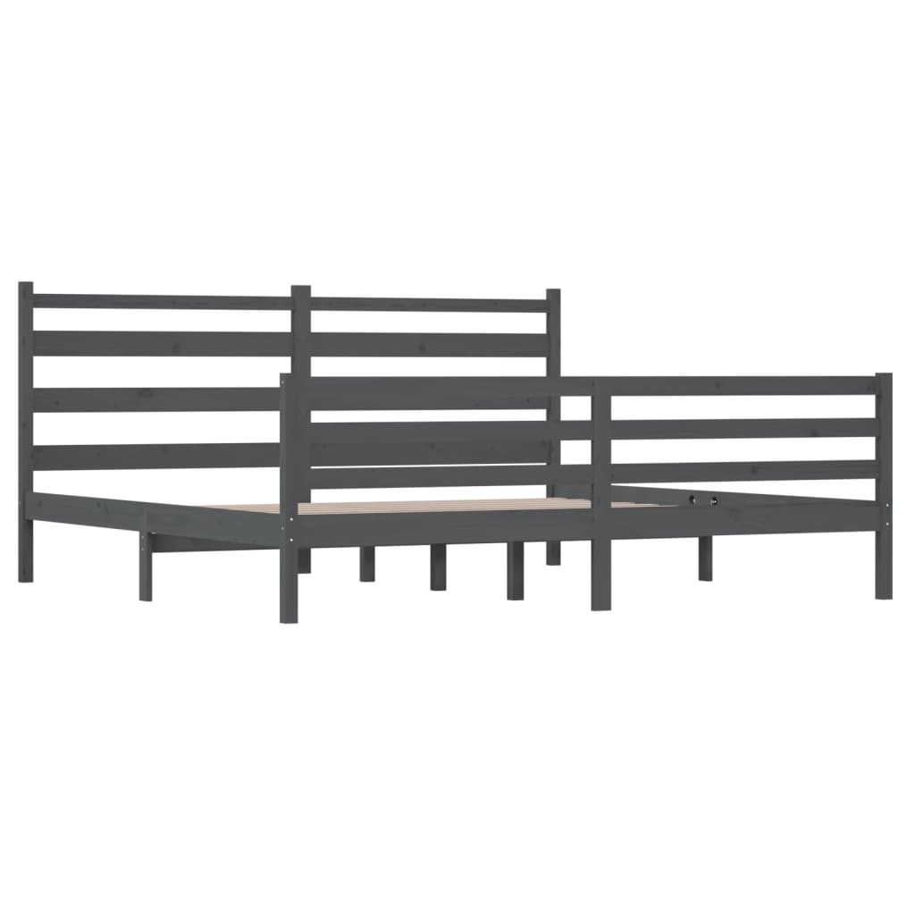 Bedframe Massief Grenenhout Grijs 200X200 Cm