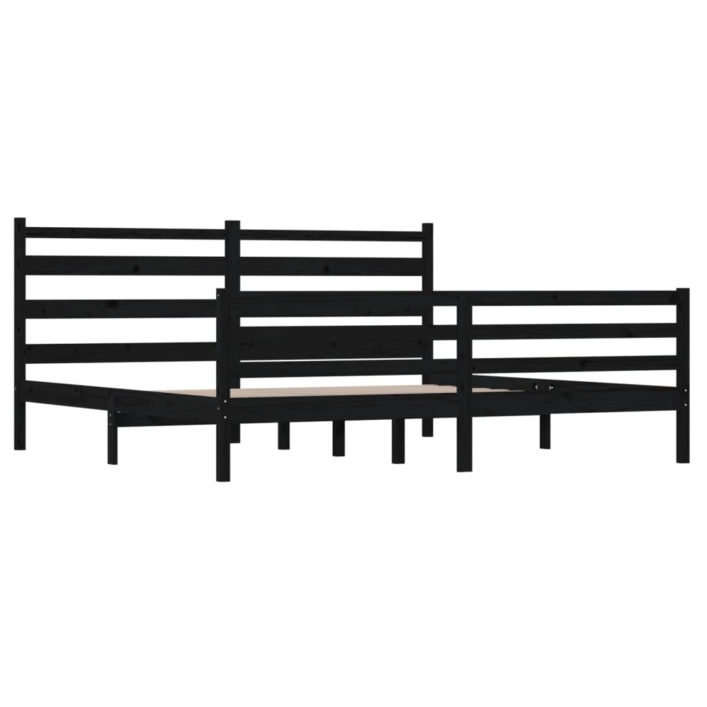 Bedframe Massief Grenenhout Zwart 200X200 Cm
