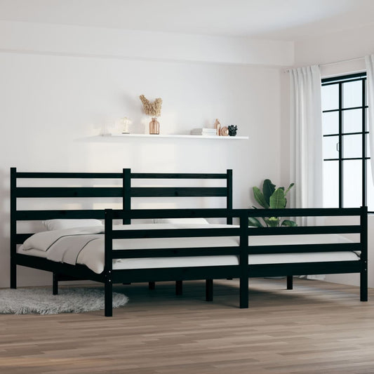 Bedframe Massief Grenenhout Zwart 200X200 Cm