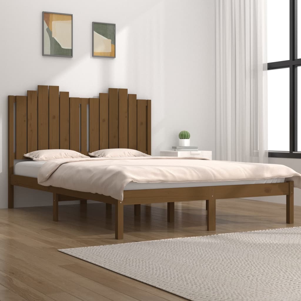 Bedframe Grenenhout Honingbruin 120X190 Cm 4Ft Small Double
