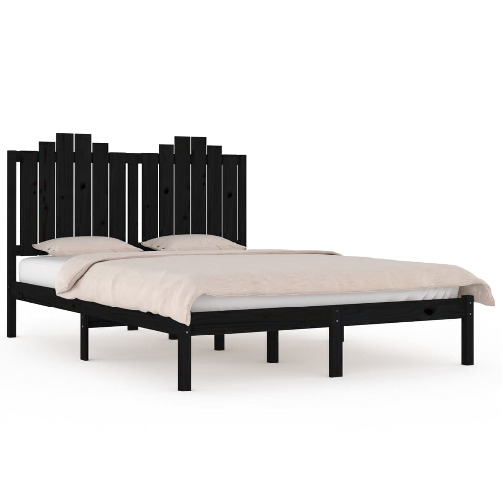 Bedframe Massief Grenenhout Zwart 120X190 Cm 4Ft Small Double