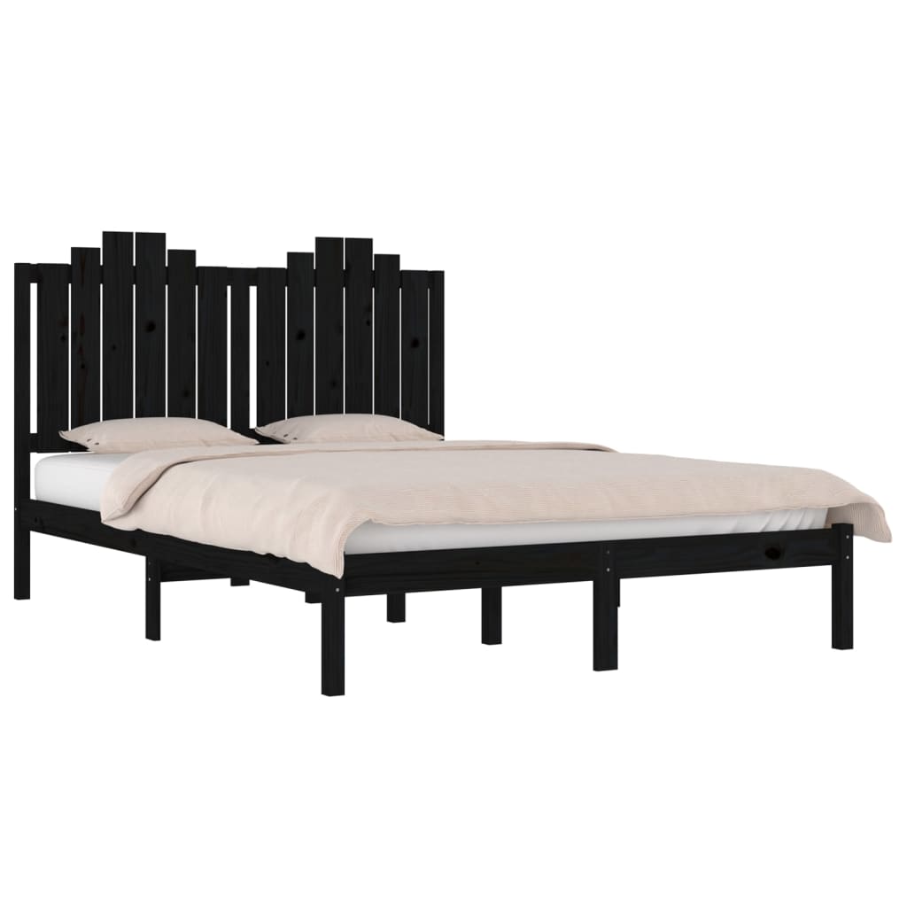 Bedframe Massief Grenenhout Zwart 120X190 Cm 4Ft Small Double
