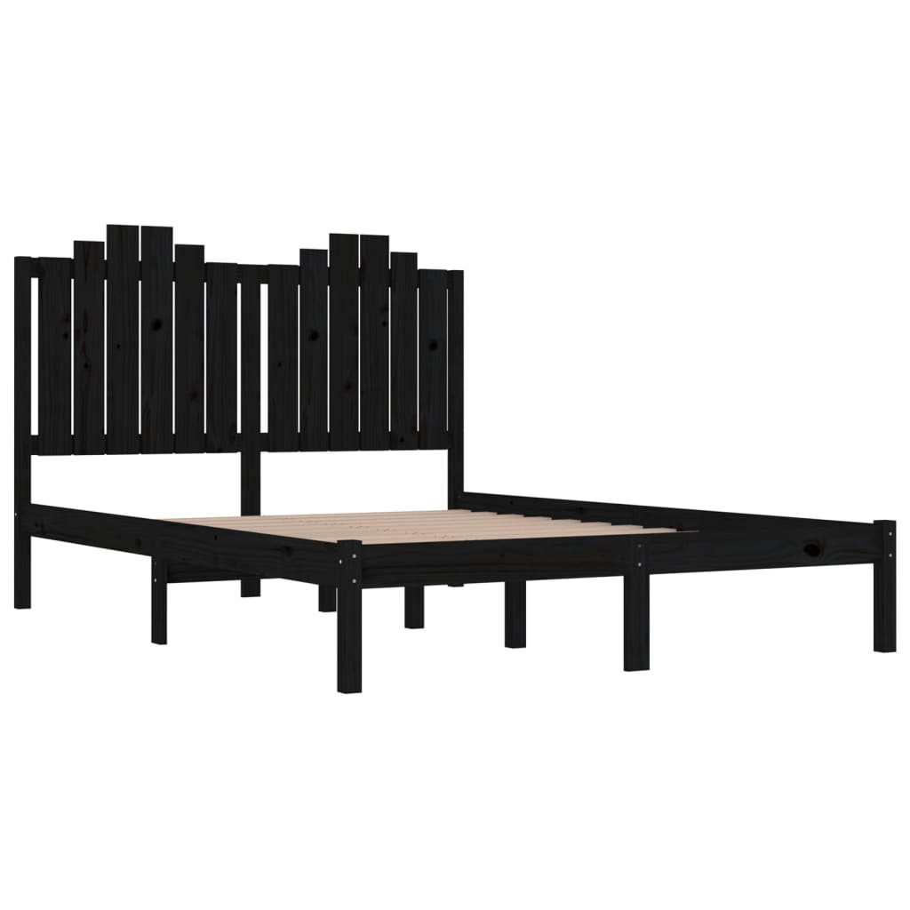 Bedframe Massief Grenenhout Zwart 120X190 Cm 4Ft Small Double