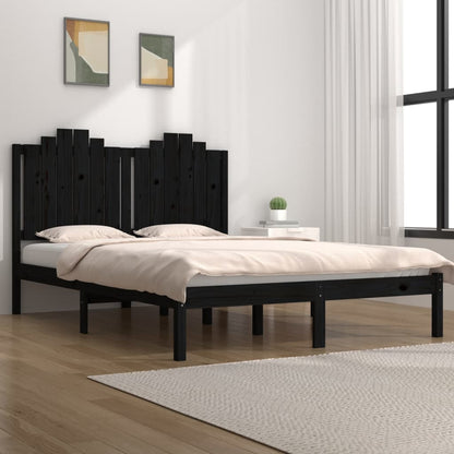 Bedframe Massief Grenenhout Zwart 120X190 Cm 4Ft Small Double