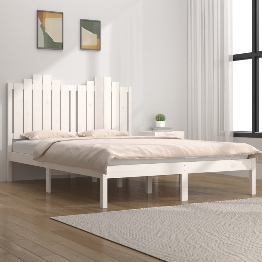 Bedframe Massief Grenenhout Wit 135X190 Cm 4Ft6 Double