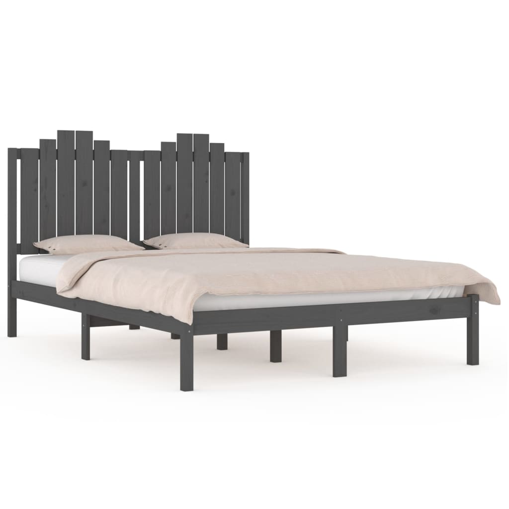 Bedframe Massief Grenenhout Grijs 140X190 Cm