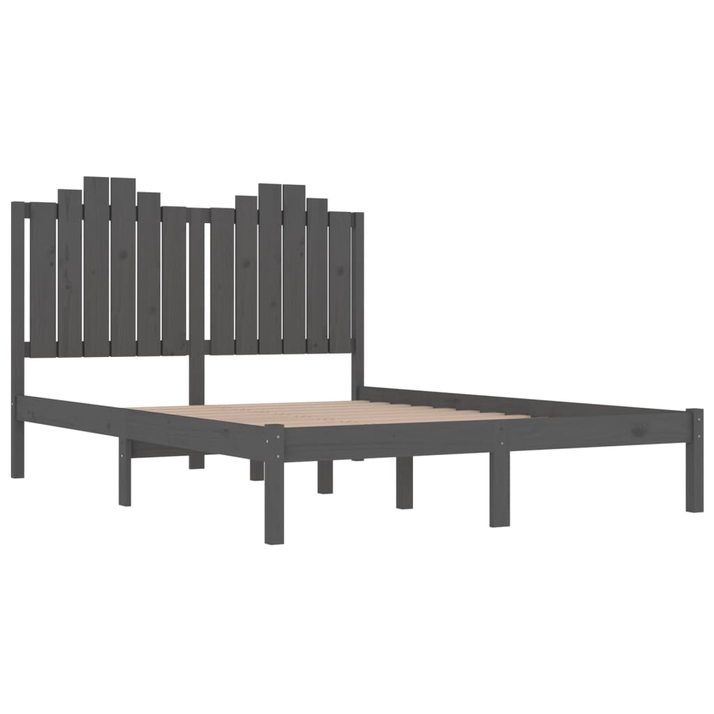 Bedframe Massief Grenenhout Grijs 140X190 Cm