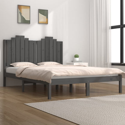 Bedframe Massief Grenenhout Grijs 140X190 Cm