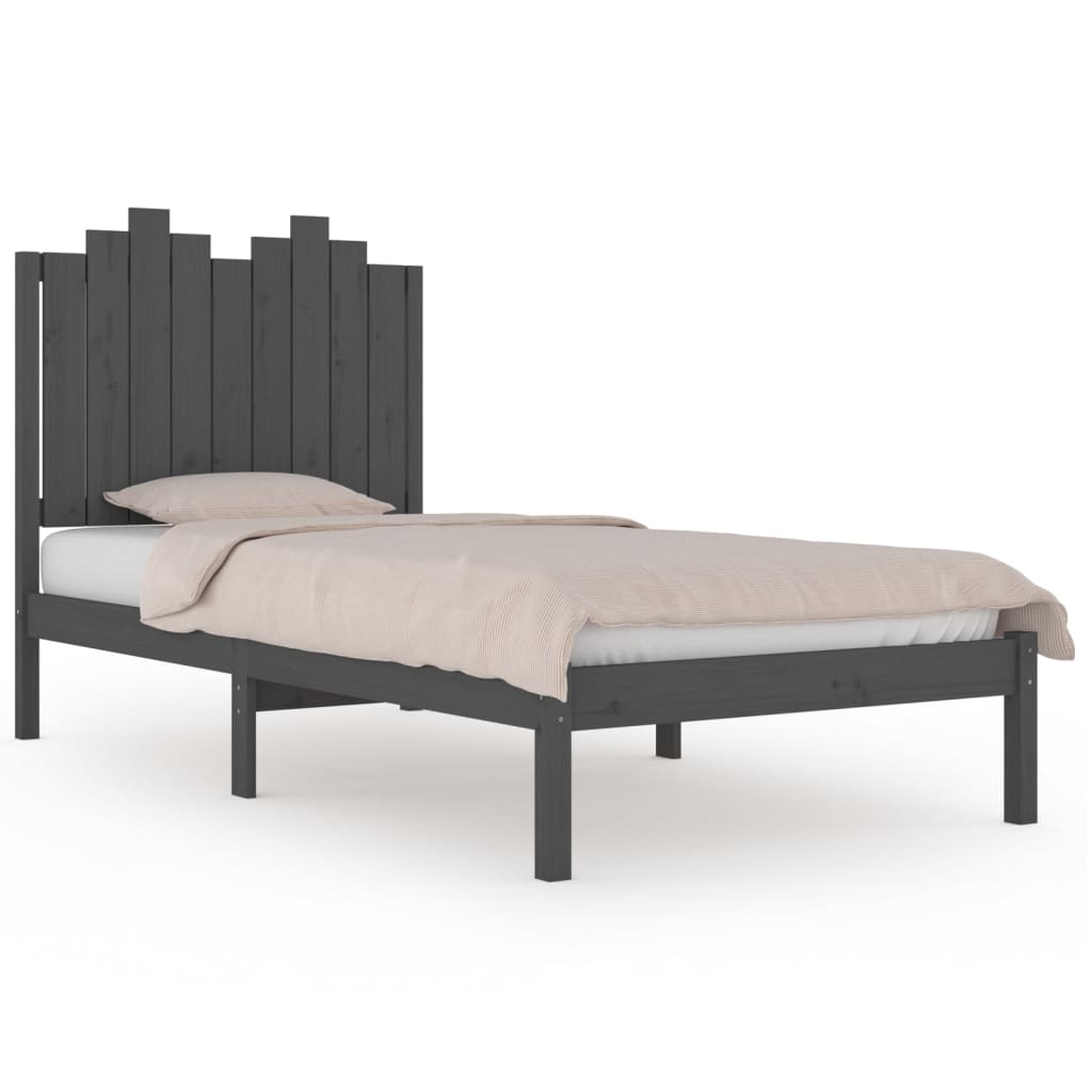 Bedframe Massief Grenenhout Grijs 90X200 Cm