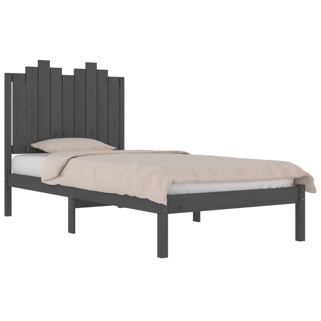 Bedframe Massief Grenenhout Grijs 90X200 Cm