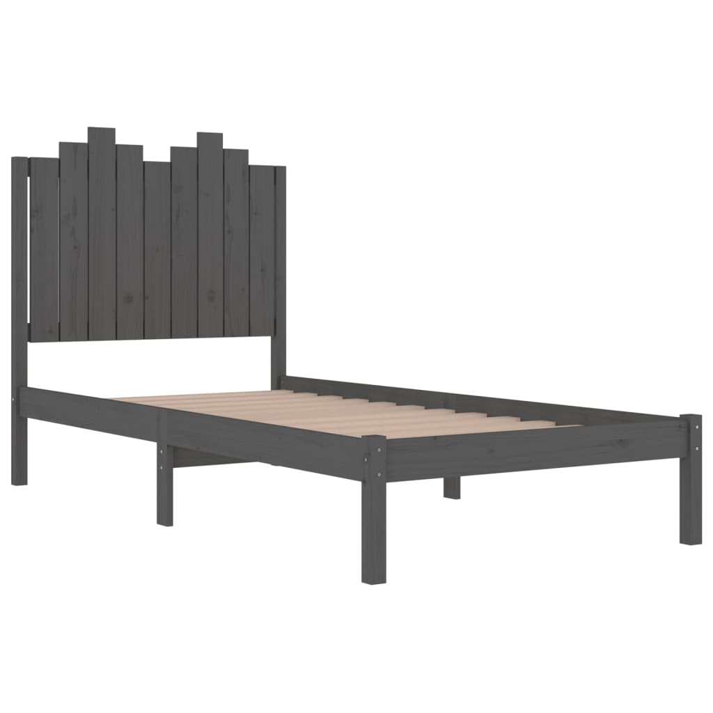 Bedframe Massief Grenenhout Grijs 90X200 Cm
