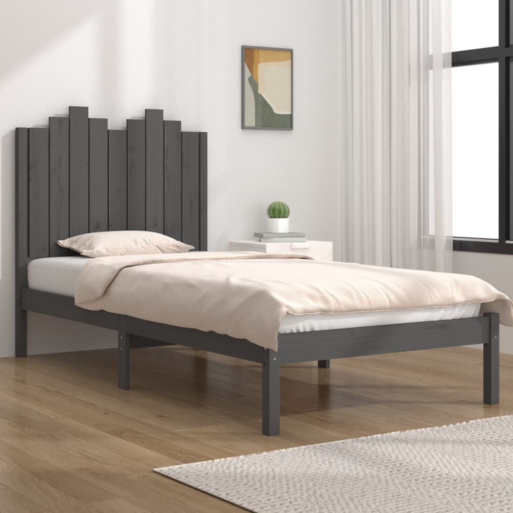 Bedframe Massief Grenenhout Grijs 90X200 Cm
